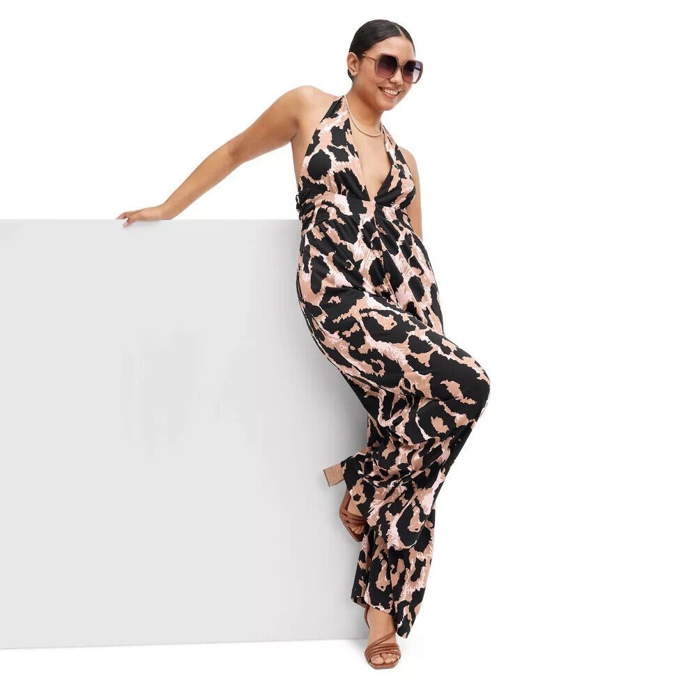 Target X Diane Von Furstenberg Halter Natural Leopard Jumpsuit